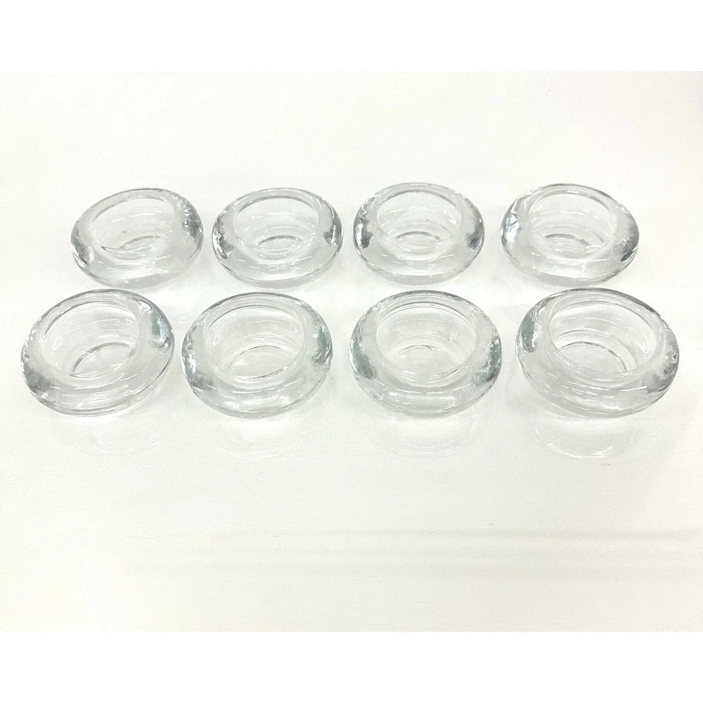 Heavy Glass Round Tea Light Candle Holders Mid Century Modern Art DECO Lot of 8